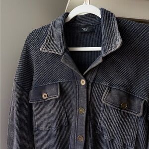 VICI Charcoal Waffle Knit Shacket